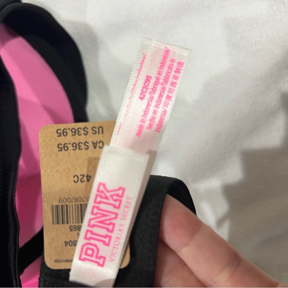 PINK VS Victoria Secret bra black t-shirt wear everywhere lightly lined 42C - Picture 5 of 8
